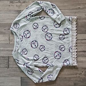 Justice Girls Floral Peace Sign Long-Sleeve Shirt - Size 18